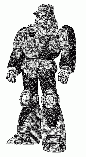 A fullbody image of Wheelie, a humanoid robot from the Generation 1 Transformers cartoon.