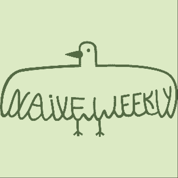 The Naive Weekly logo showing a single line drawing of dove where the wings make up 'naive weekly'
