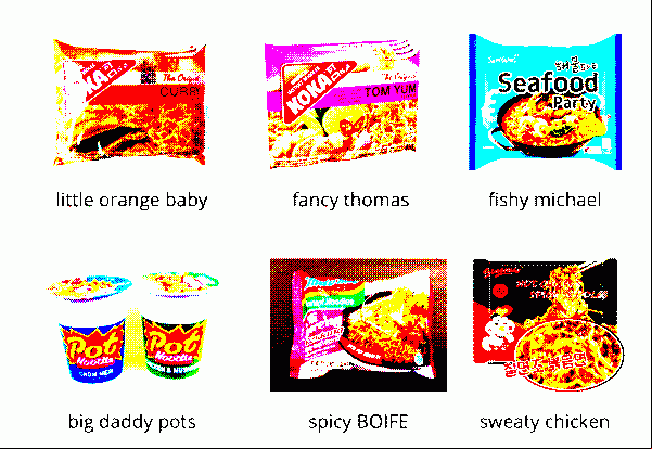 six packets of instant noodles