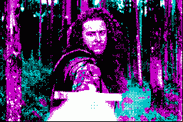 With a sword, the knight points at the camera.