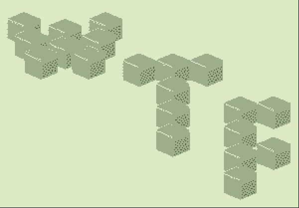 The letters W T F made out of cubes