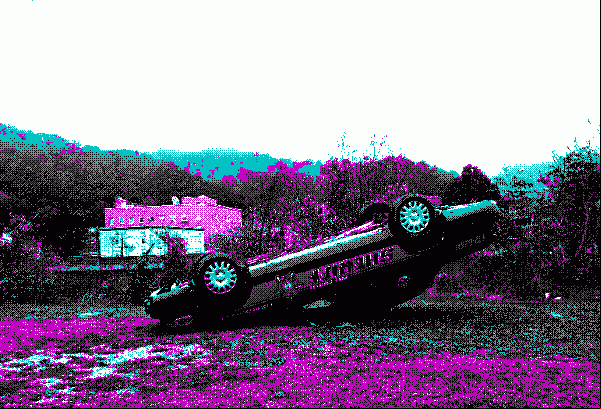 a picture of an upside down police car