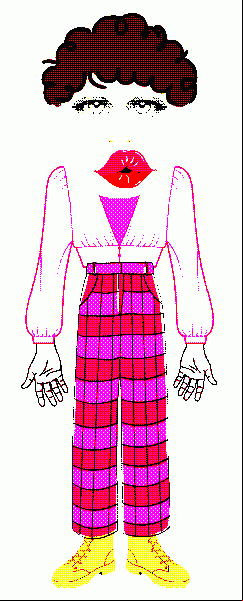 woman made of different bits of clip art in different styles