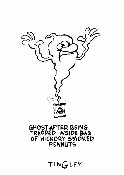 Ghost after being trapped inside bag of Hickory Smoked Peanuts